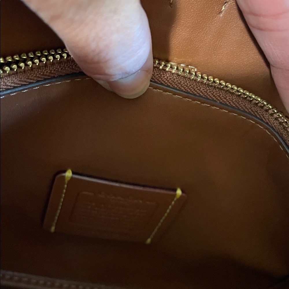 COACH Hadley Brown and Natural Woven Straw Crossbody Bag - Picture 6 of 9